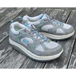 Skechers Shape-Ups Womens Size 9.5 Grey/Blue/Green Sneakers Walking Toning 11806